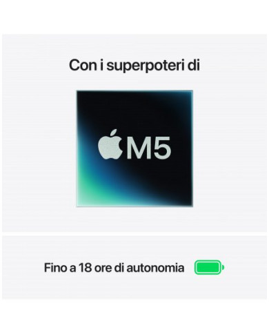 MacBook Air 13"Apple M5 chip con 10-core CPU e 8-core GPU, 16GB, 512GB SSD - Argento