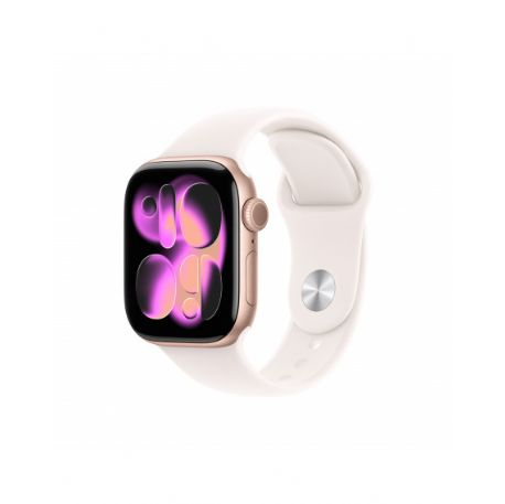 Apple Watch Series 11 GPS + Cellular 42mm, Cassa in Alluminio color Oro Rosa con cinturino Rosa fard Sport Band - M/L - MF8F4QL/A