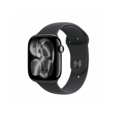 Apple Watch Series 11 GPS + Cellular 46mm, Cassa in Alluminio colore Jet Black con cinturino Nero Sport Band - S/M - MFC24QL/A