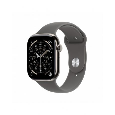 Apple Watch Series 11 GPS + Cellular 46mm, Cassa in Titanio Naturale con cinturino Girgio Pietra Sport Band - S/M - MFCW4QL/A