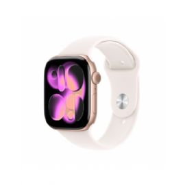 Apple Watch Series 11 GPS 46mm, Cassa in Alluminio color Oro Rosa con cinturino Rosa fard Sport Band - S/M - MEV64QL/A