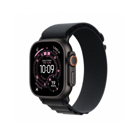 Apple Watch Ultra 3 GPS + Cellular 49mm, Cassa in Titanio color Nero con cinturino Nero Alpine Loop - Medium - MF0V4QL/A