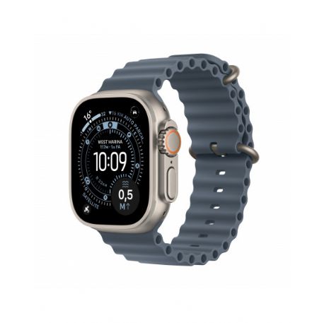 Apple Watch Ultra 3 GPS + Cellular 49mm, Cassa in Titanio Naturale con cinturino Blu Salmastro Ocean Band - MEWH4QL/A