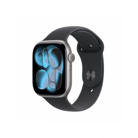 Apple Watch Series 11 GPS 46mm, Cassa in Alluminio color Grigio Siderale con cinturino Nero Sport Band - M/L - MEV44QL/A