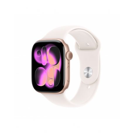 Apple Watch Series 11 GPS 46mm, Cassa in Alluminio color Oro Rosa con cinturino Rosa fard Sport Band - M/L - MEV74QL/A