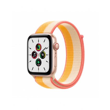 Apple Watch SE GPS + Cellular, 44mm Gold Aluminium Case with Maize/White Sport Loop - MKT23TY/A