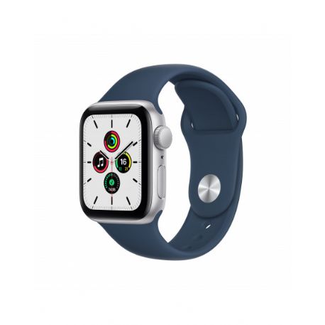 Apple Watch SE GPS, 40mm Silver Aluminium Case with Abyss Blue Sport Band - Regular - MKNY3TY/A