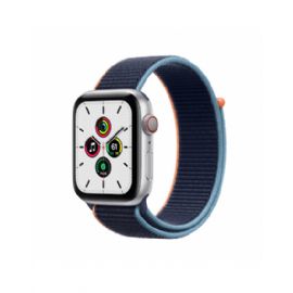 Apple Watch SE GPS + Cellular, 44mm Silver Aluminium Case with Deep Navy Sport Loop - MYEW2TY/A
