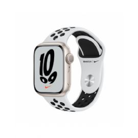 Apple Watch Nike Series 7 GPS, 41mm Starlight Aluminium Case with Pure Platinum/Black Nike Sport Band - Regular - MKN33TY/A