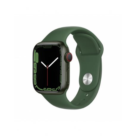 Apple Watch Series 7 GPS + Cellular, 41mm Green Aluminium Case with Clover Sport Band - Regular - MKHT3TY/A