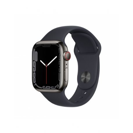 Apple Watch Series 7 GPS + Cellular, 41mm Graphite Stainless Steel con Mezzanotte Sport Band - Regular - MNC23TY/A