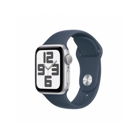 Apple Watch SE GPS 40mm Silver Aluminium Case with Storm Blue Sport Band - M/L - MRE23QL/A