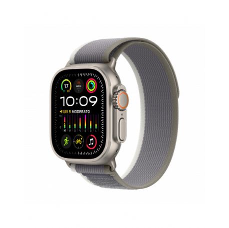 Apple Watch Ultra 2 GPS + Cellular, 49mm Titanium Case with Green/Grey Trail Loop - M/L - MRF43TY/A