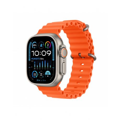 Apple Watch Ultra 2 GPS + Cellular, 49mm Titanium Case with Orange Ocean Band - MREH3TY/A